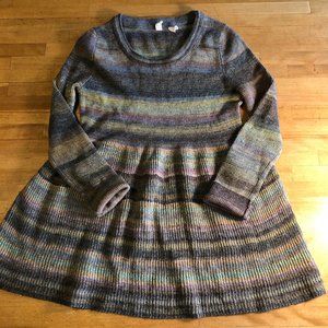 Moth Girls Sweater Dress Wool Blend Striped Multi-Color Long Sleeve Size S